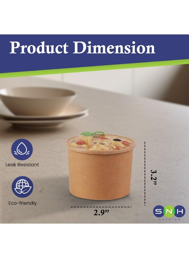 SNH Packing SNH Eco Friendly, Kraft Soup Bowls 12 Oz, Disposable Food Cups - Image 2